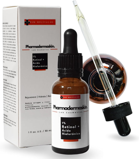 Sérum de Retinol 1% + Ácido Hialurónico – Renueva, Reafirma e Hidrata Intensamente – Antiedad, Reducción de Arrugas y Manchas – Potente Cuidado para Todo Tipo de Piel