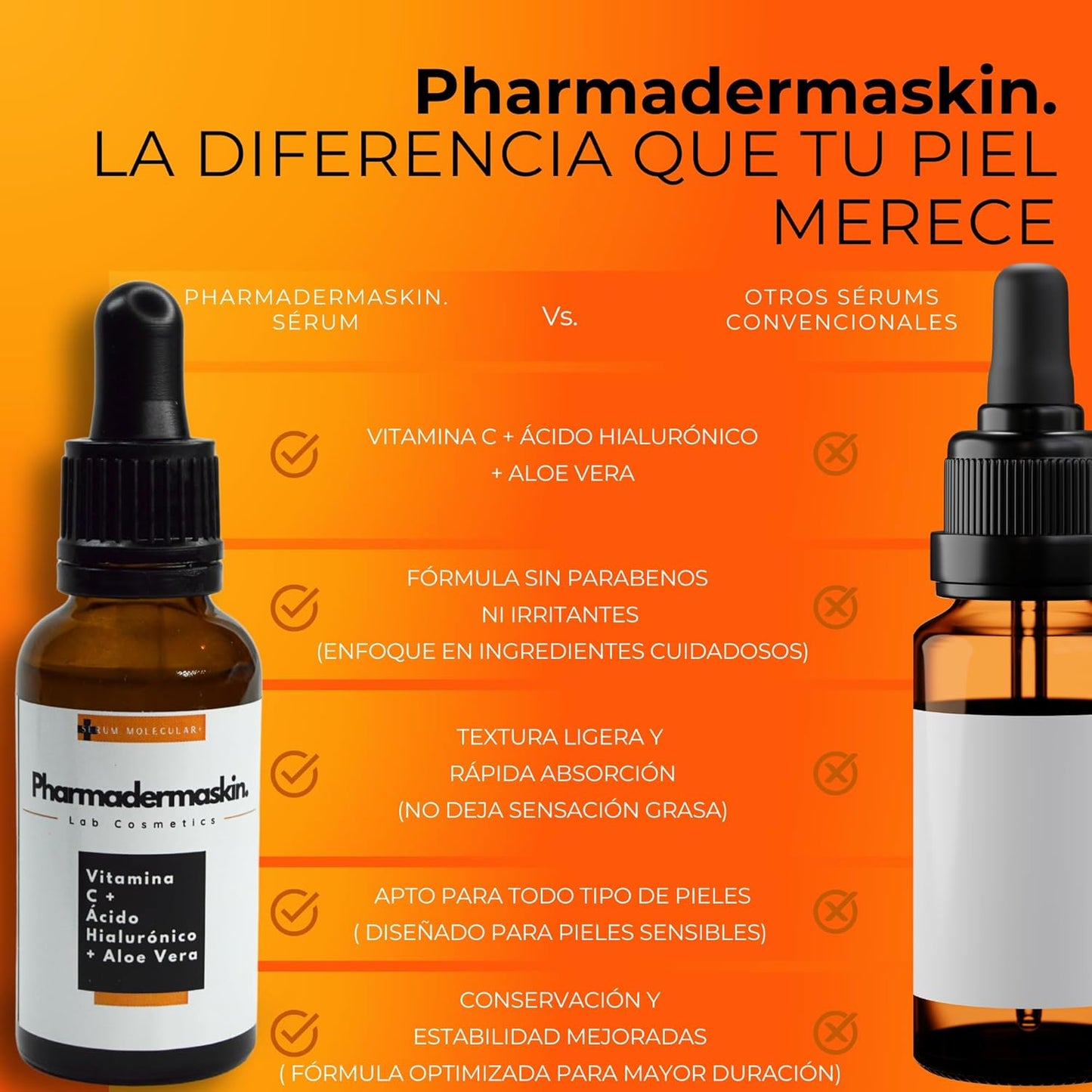 Pharmadermaskin Sérum Vitamina C + Ácido Hialurónico + Aloe Vera